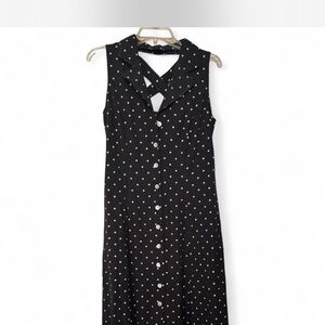 Polka Dot Sleeveless Black Dress